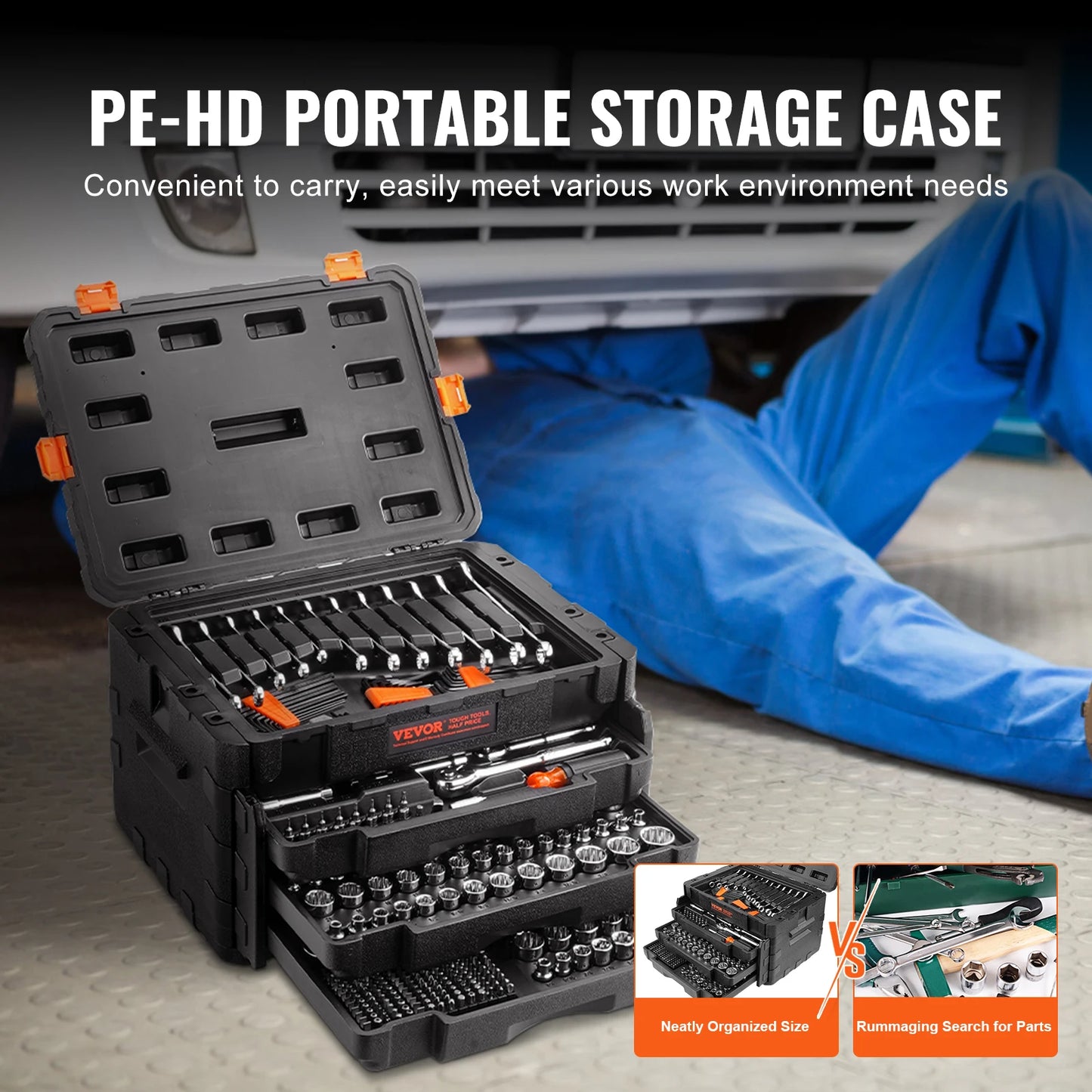 SucceBuy Mechanics Tool Set And Socket Set Kit For SAE And Metric