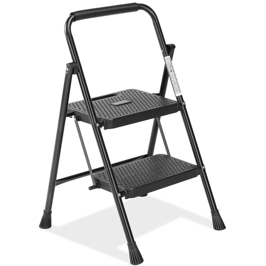 JHK Folding Steel Step Ladder Stool With Anti Slip Pedal