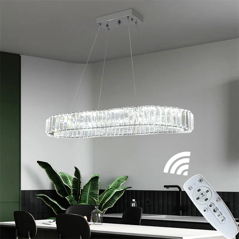 GreeLustr Modern Crystal Led Chandelier Dimming Remote Control Ceiling Lamp