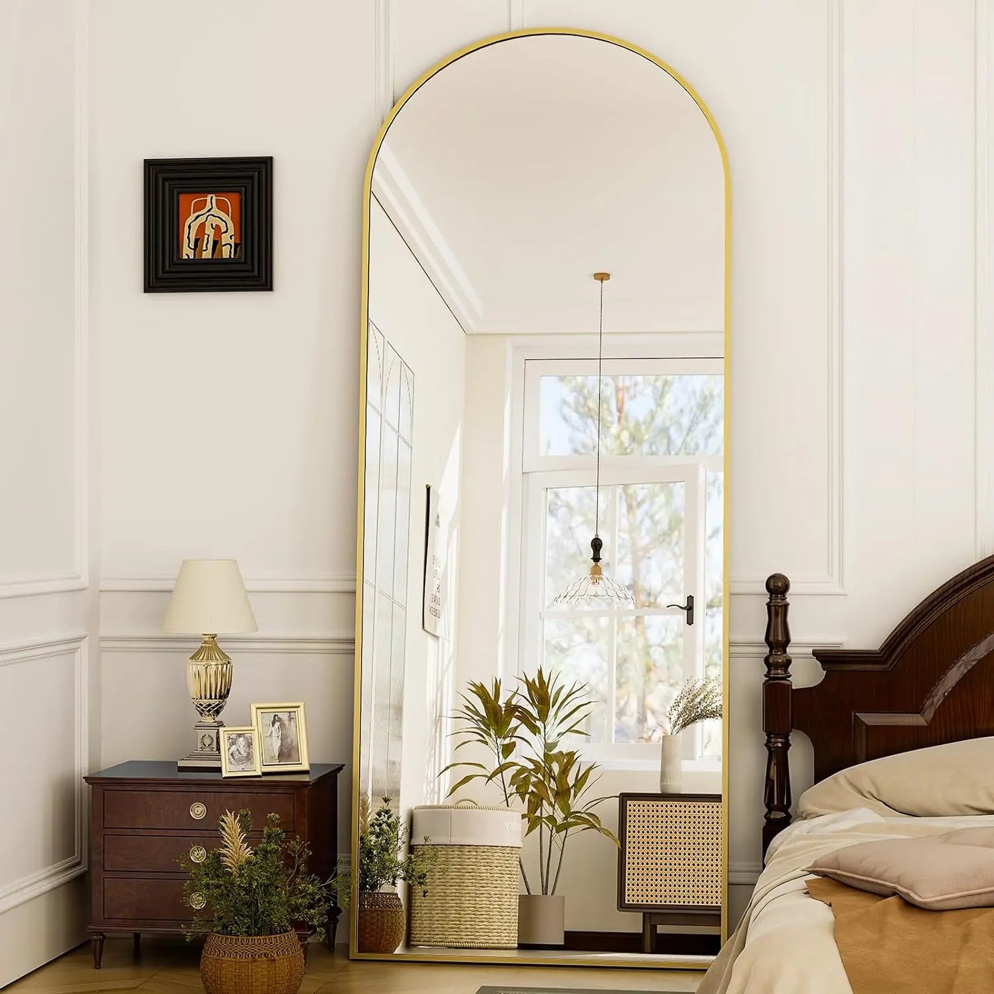 BEAUTYPEAK Arched Mirror With Aluminum Frame For Home Use