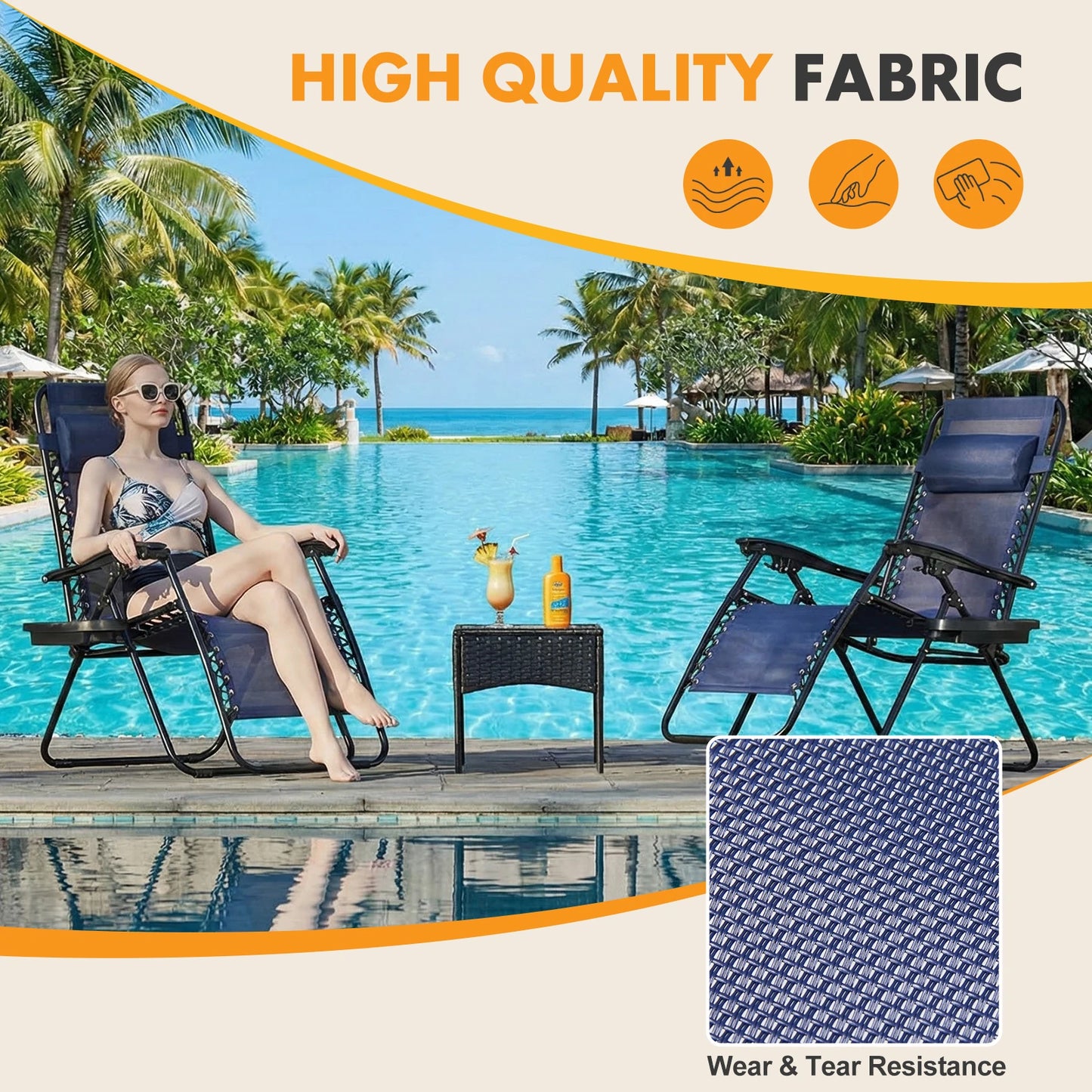 Outdoor Zero Gravity Chairs Set Of 2 Folding Recliners