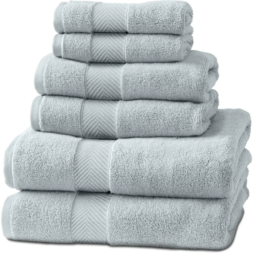 Bamboo Bath Towels Set Of 6 Super Absorbent Quick Dry