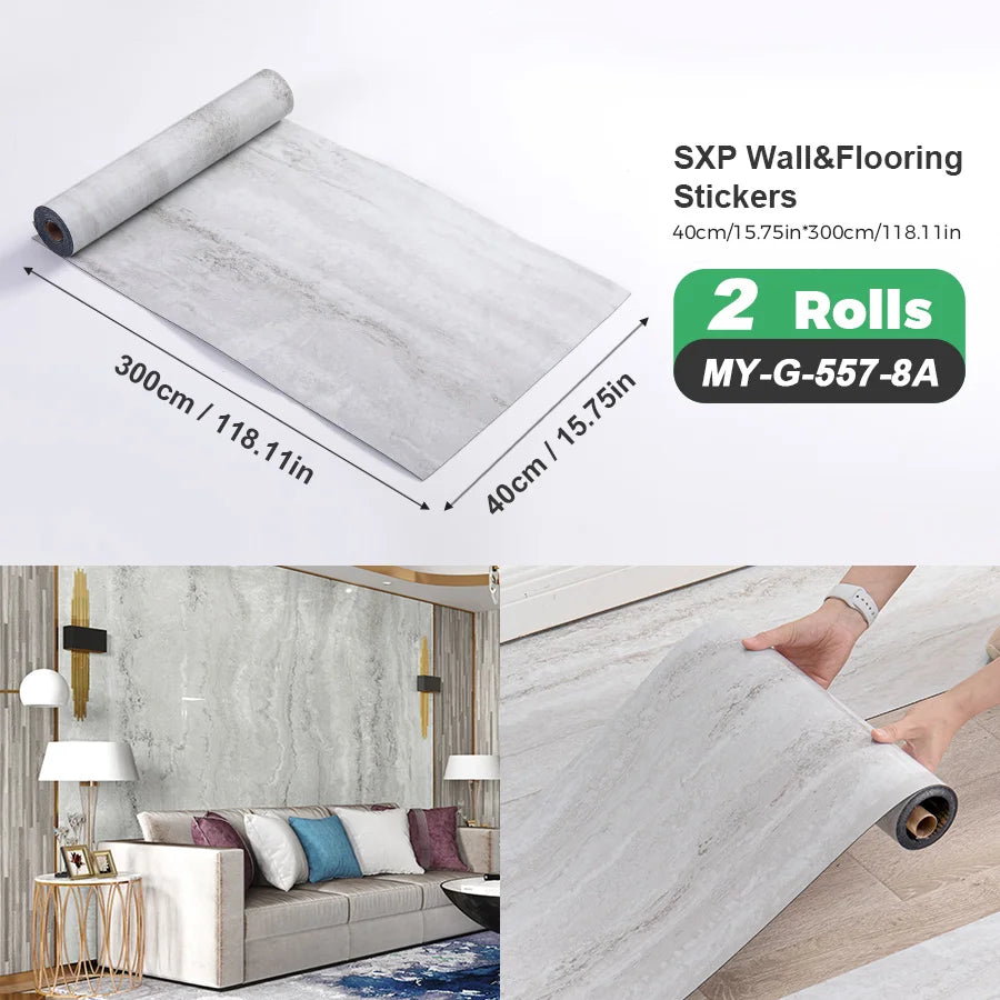 Self-Adhesive Wall and Floor Sticker Wood Grain Marble Design Wallpaper