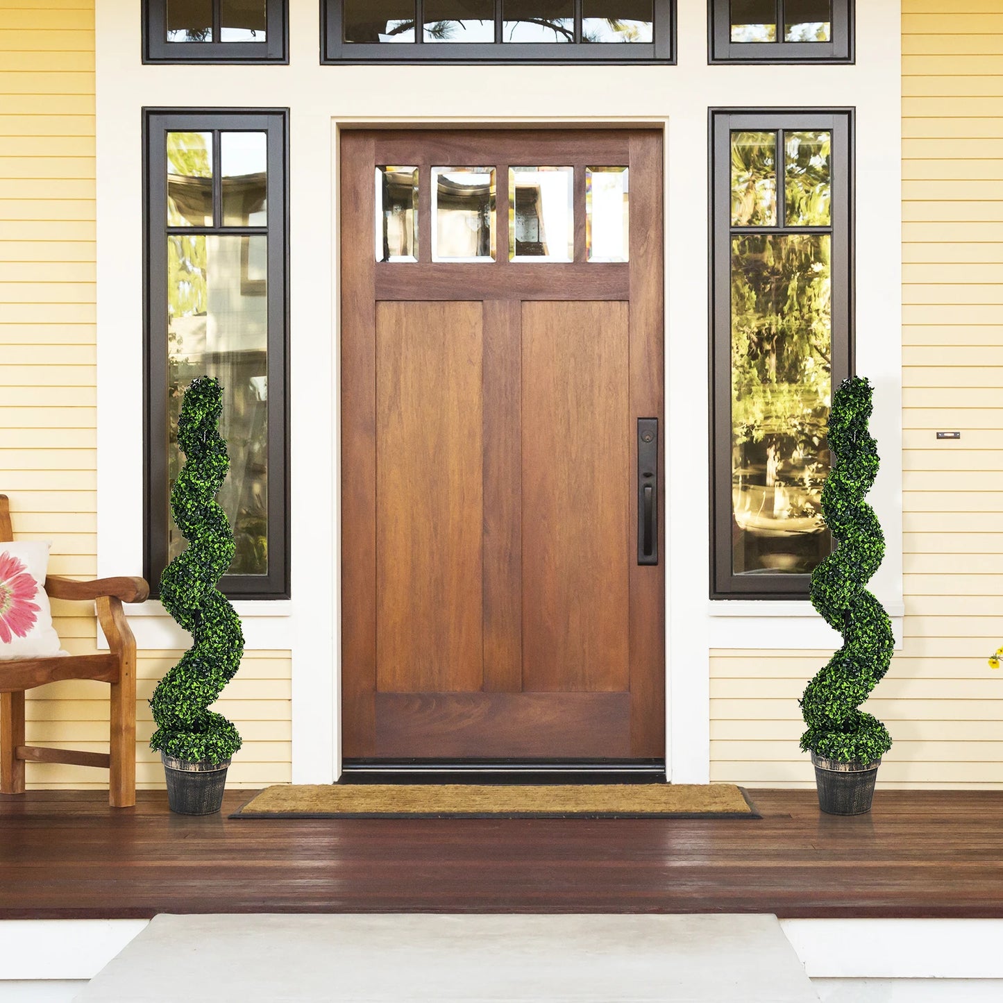 LIFEZEAL CN 2Pack Spiral Boxwood Topiary Tree For Indoor Outdoor