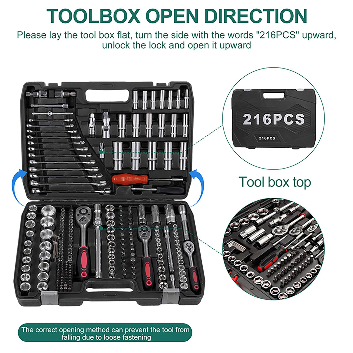 Automotive Socket Wrench Tool Kit with Portable Storage Case