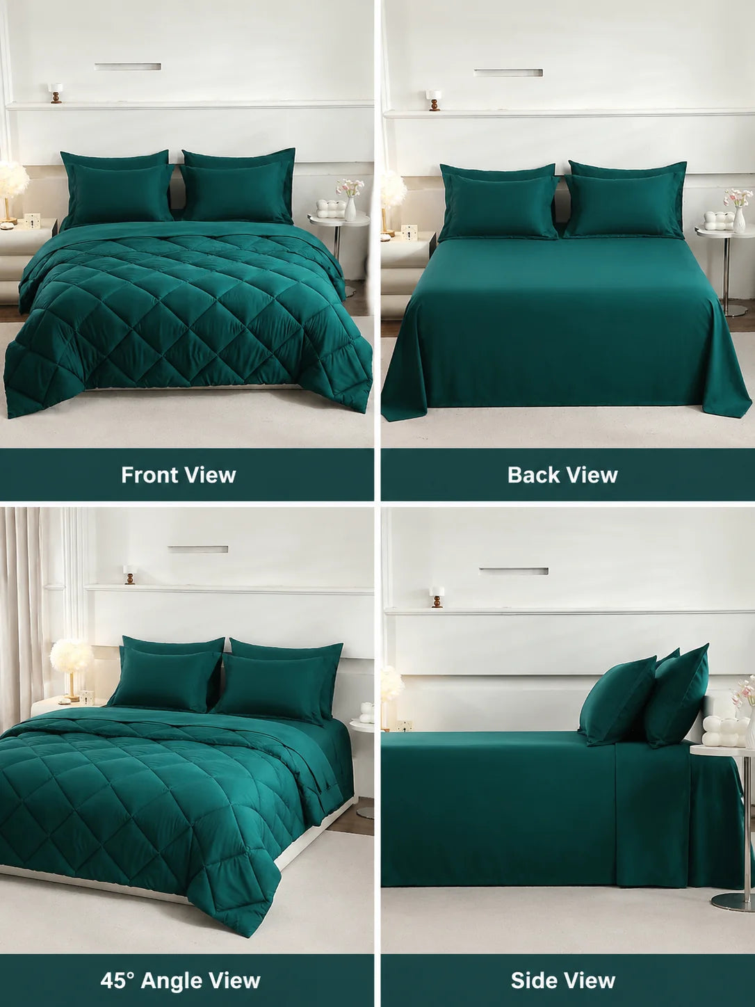 EasYum 7 Piece Bedding Set Comforter Flat Fitted Sheet Pillowcase