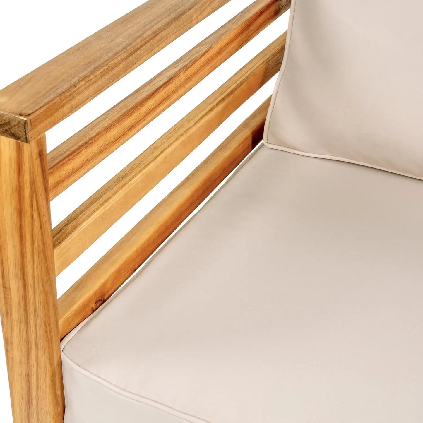 4 Piece Acacia Wood Patio Set With Cushions And Pillows