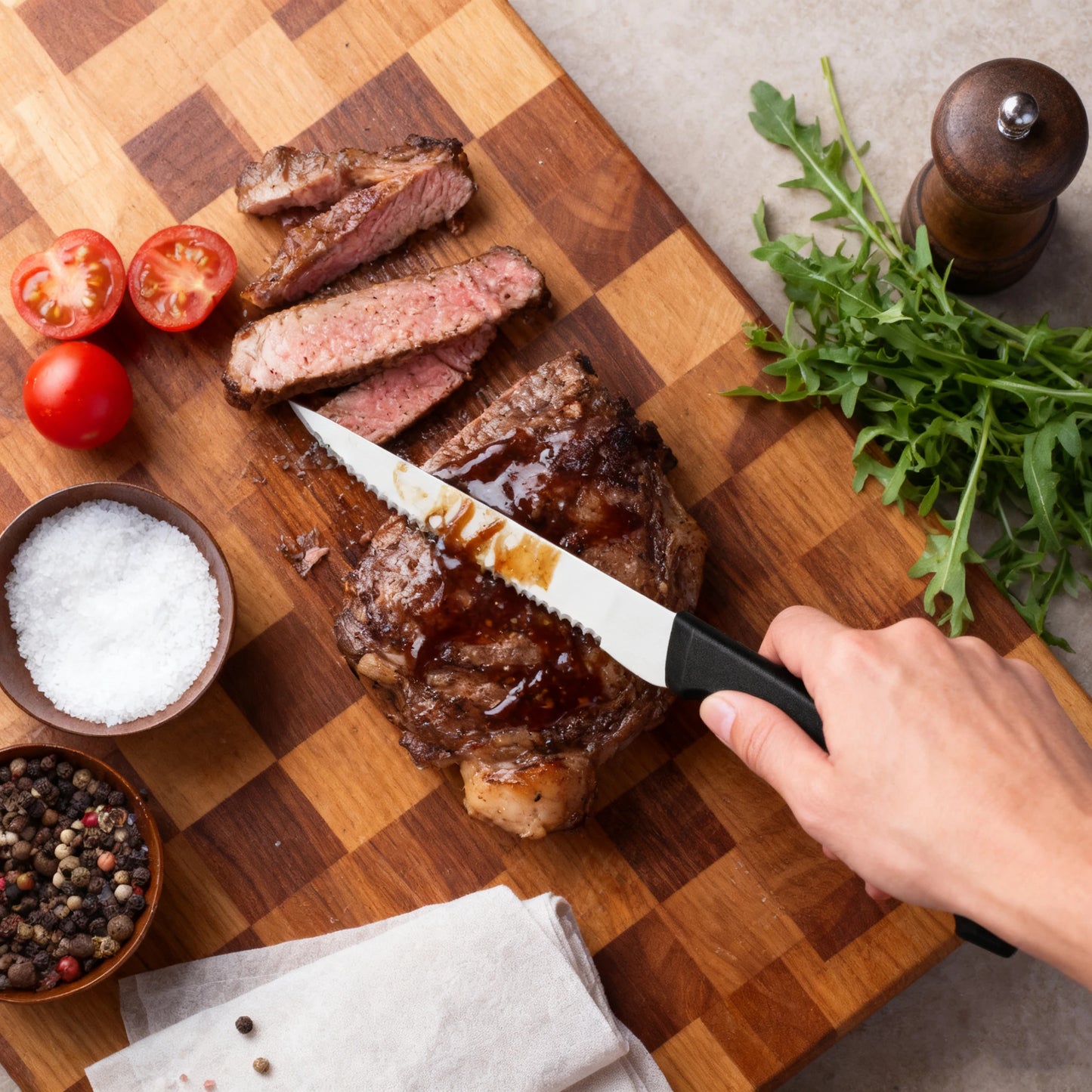 Stainless Steel Serrated Steak Knife Set With Ergonomic Handles