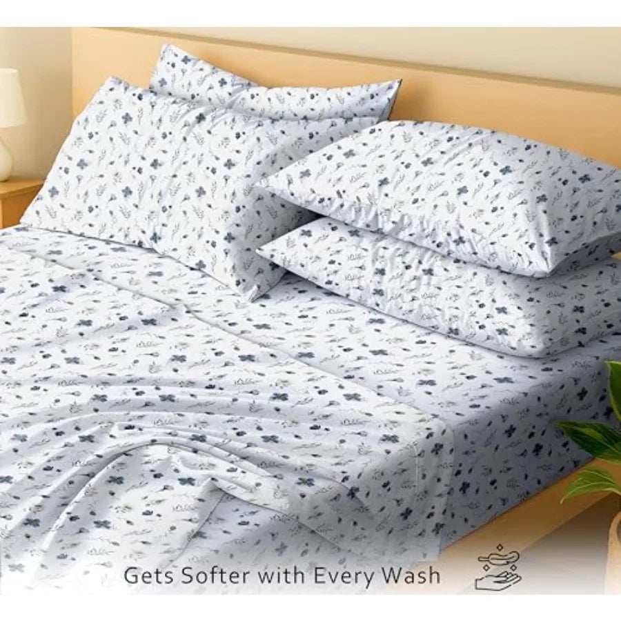 Cotton Percale Sheet Set Soft Lightweight Breathable Bedding