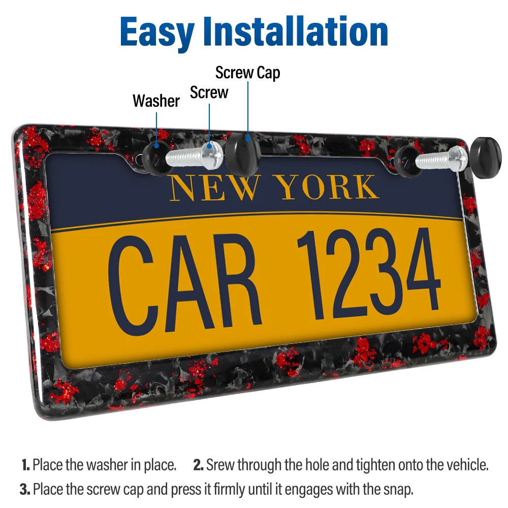 Forged Carbon Fiber License Plate Frame With Screw Caps
