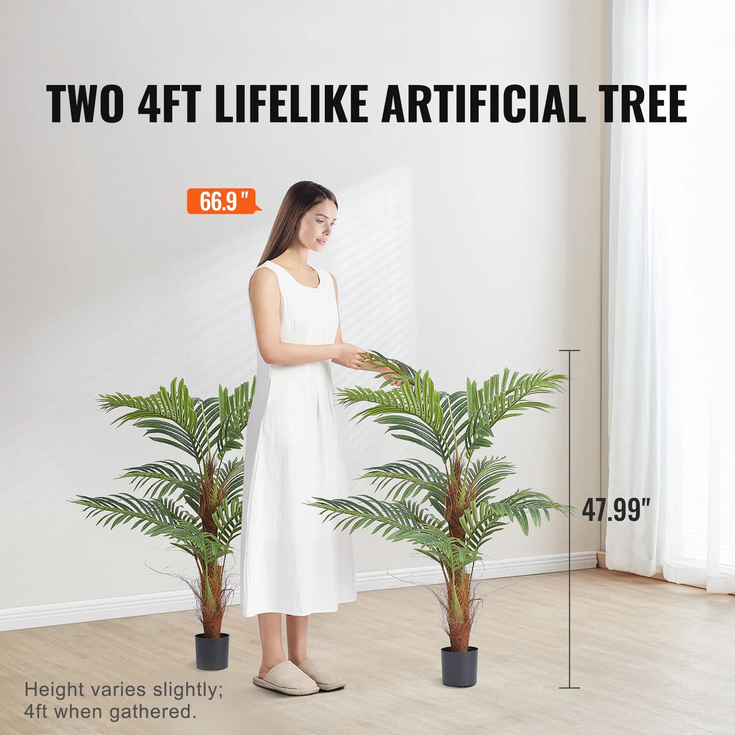 SucceBuy Artificial Palm Tree Low Maintenance Faux Plant With Tilt Protection