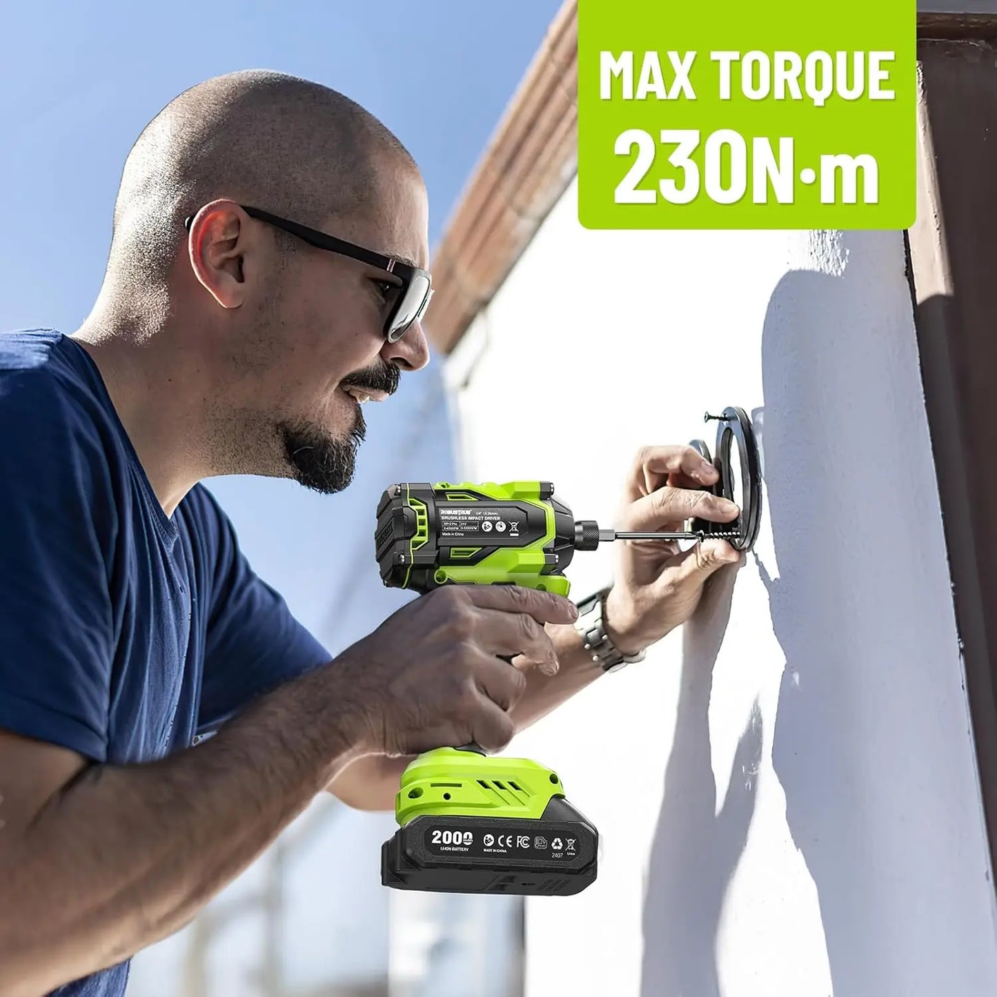 Cordless 21V Impact Driver Brushless 2.0Ah Battery