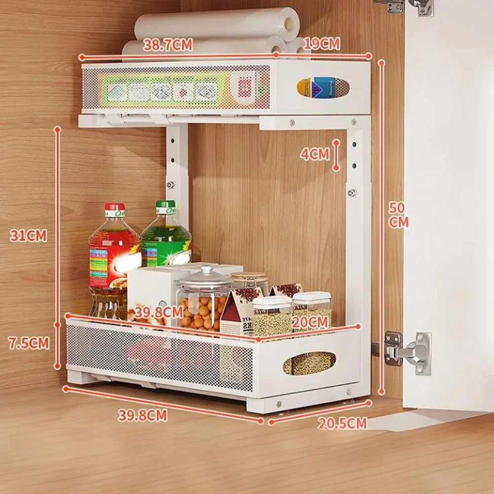 HiMISS Two Tier Under Sink Organizer With Sliding Drawer