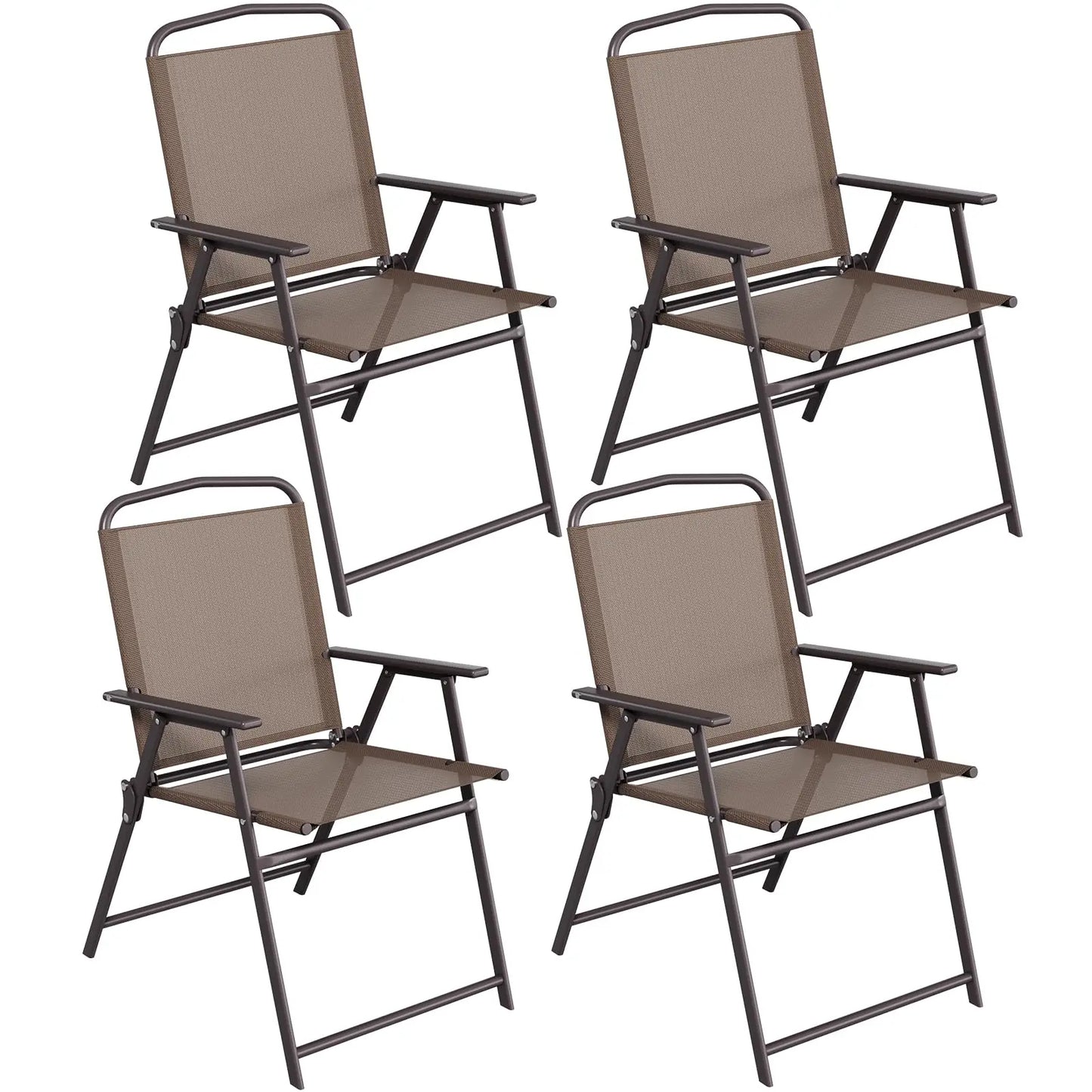 Patio Folding Chairs Outdoor All Weather Textilene Seat Steel Frame