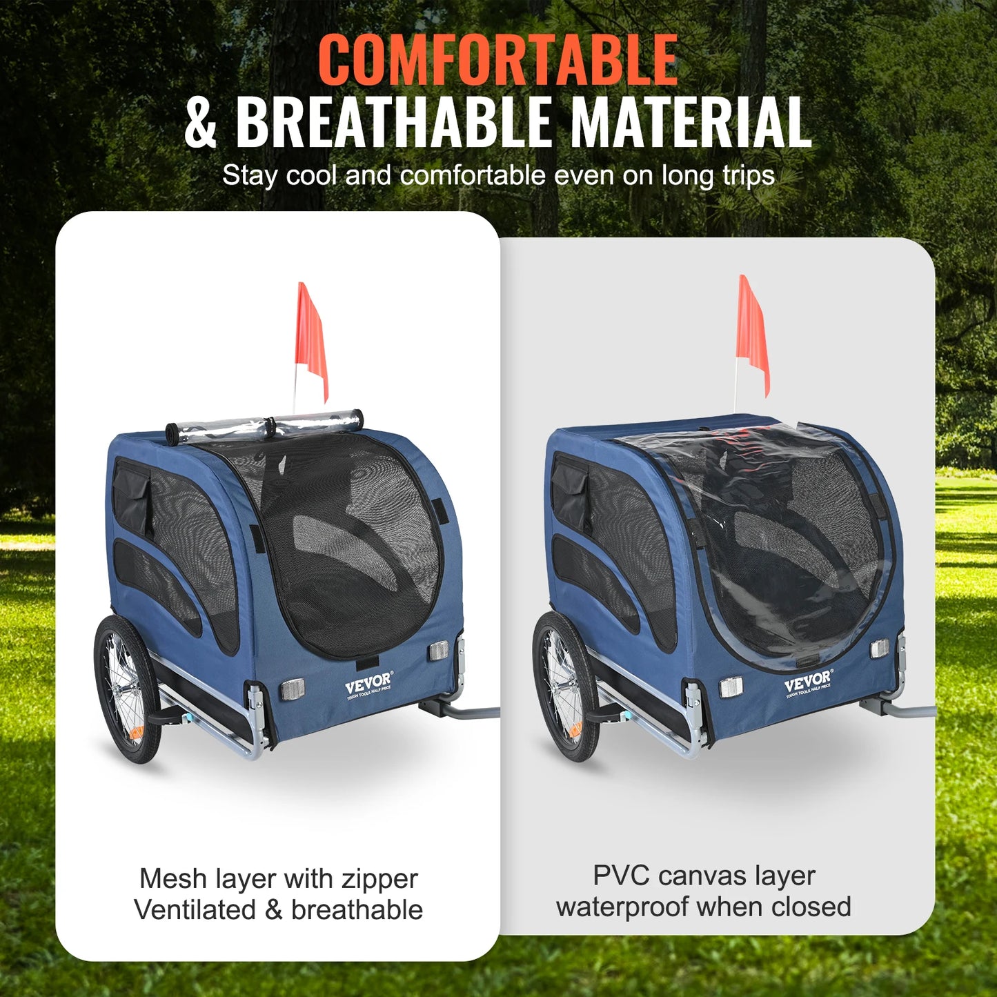 Dog Bicycle Trailer For Dogs With Reflectors And Collapsible Design