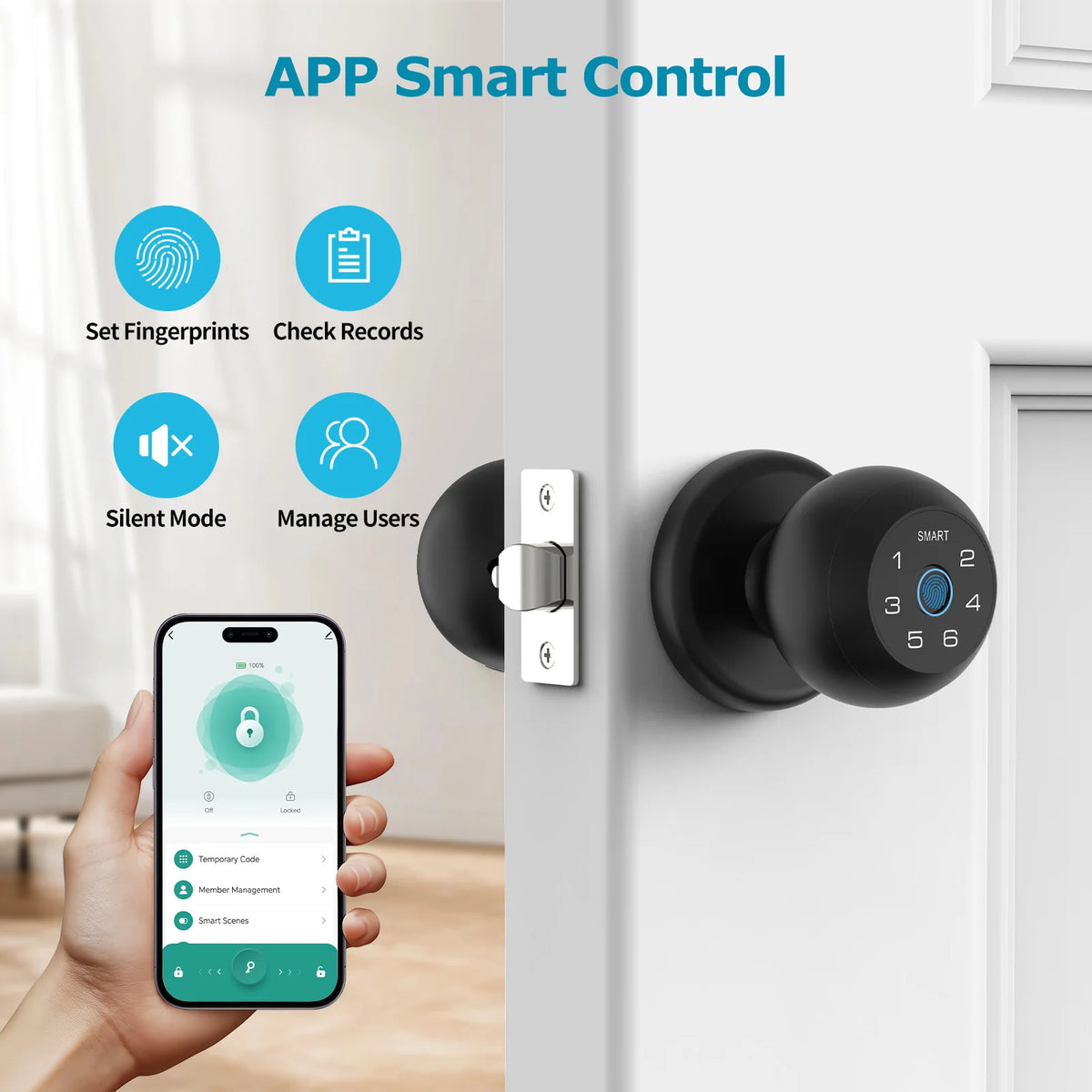 Viladepot Smart Fingerprint Door Lock With Bluetooth App And Keypad
