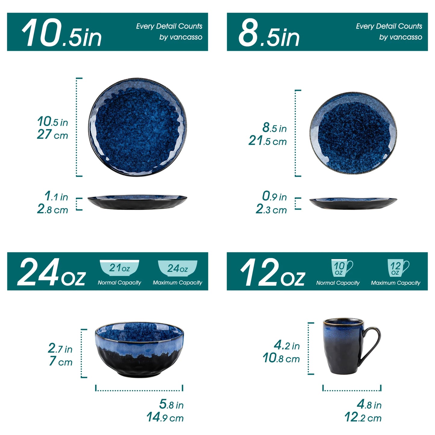 MALACASA Starry Dinner Set Microwave Safe Dinnerware Collection