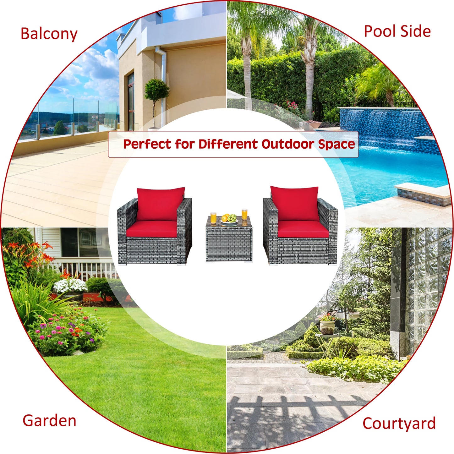 HOMASIS Patio Rattan Bistro Set Cushioned Seating Outdoor