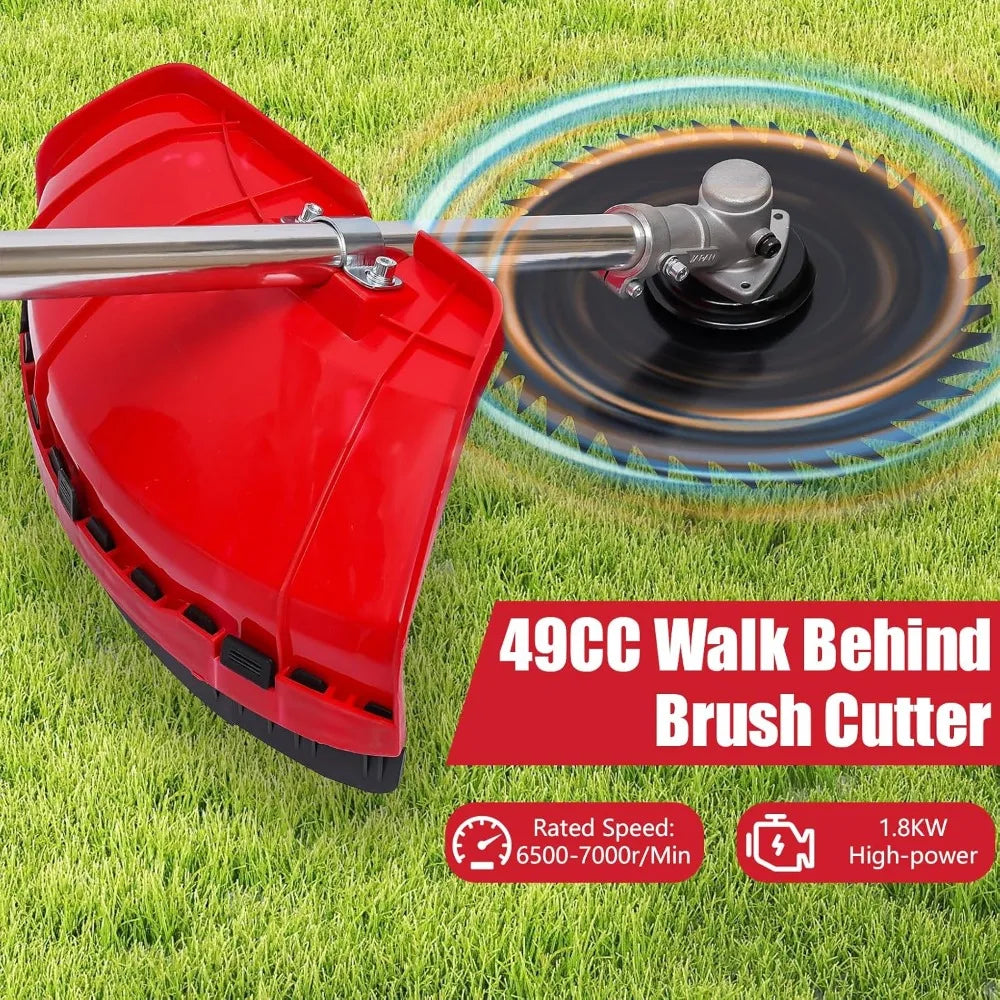 Gas Walk Behind Brush Cutter 49cc Two Stroke Engine