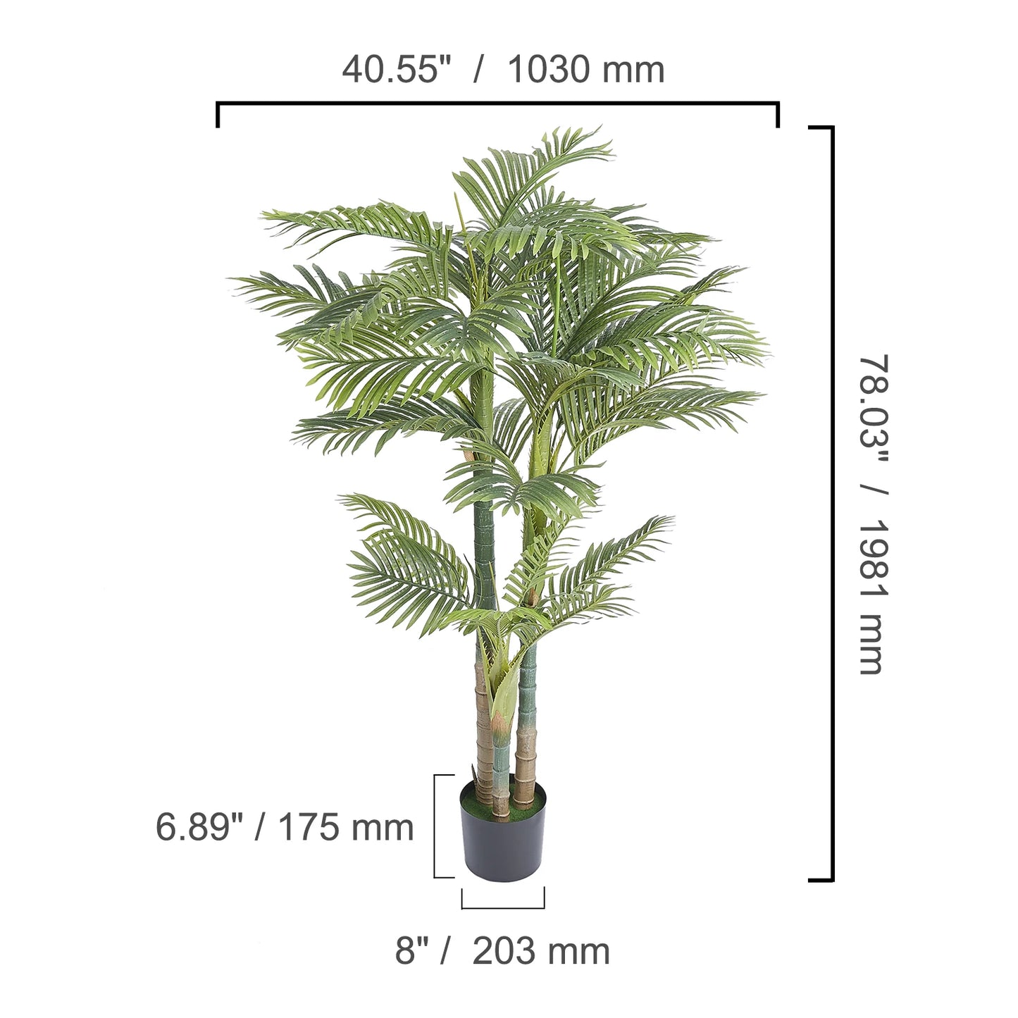 SucceBuy Artificial Palm Tree Low Maintenance Faux Plant With Tilt Protection