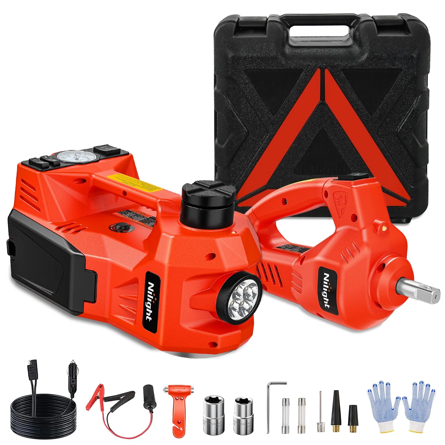 Nilight Heavy Duty Electric Car Jack Kit With Inflator Pump