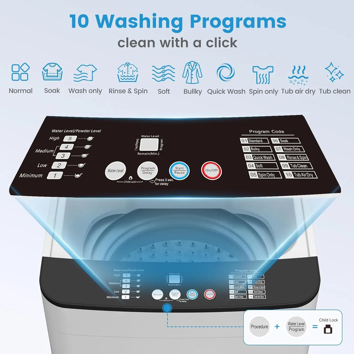 Portable Washing Machine And Dryer Set With Stainless Steel Drum