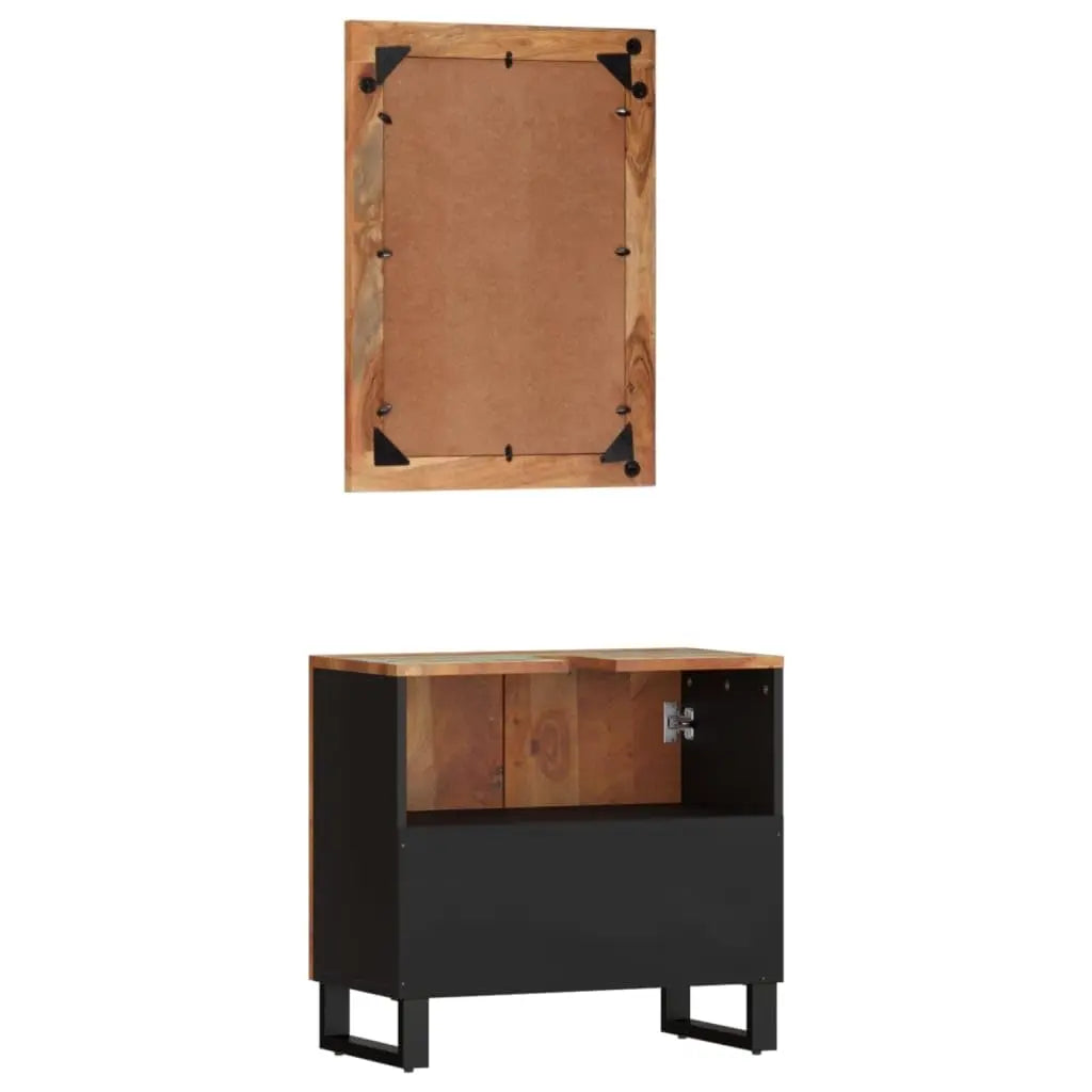 Rustic Reclaimed Wood Farmhouse Bathroom Vanity Set With Mirror
