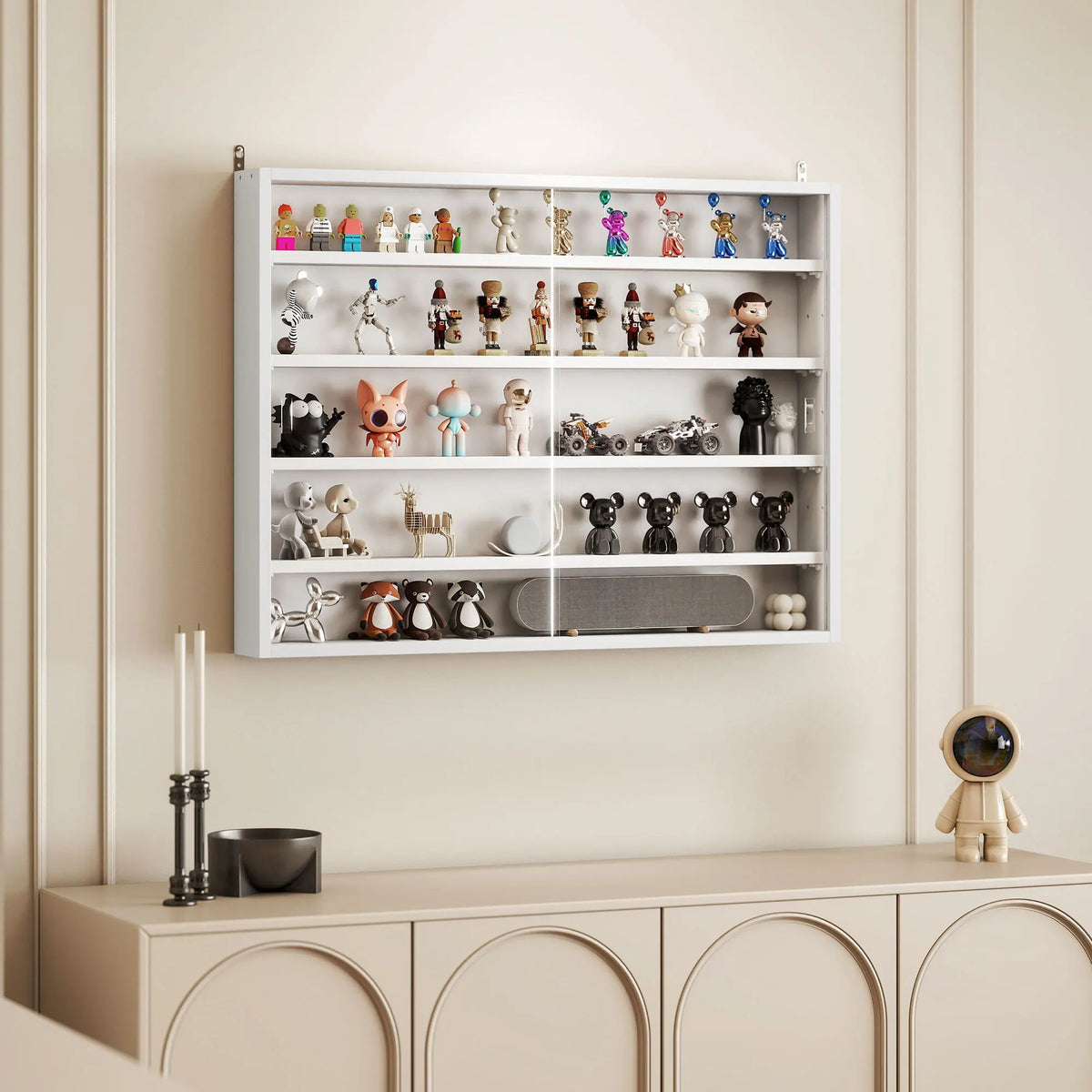 HOMCOM Wall Mounted Glass Display Cabinet With Adjustable Shelves