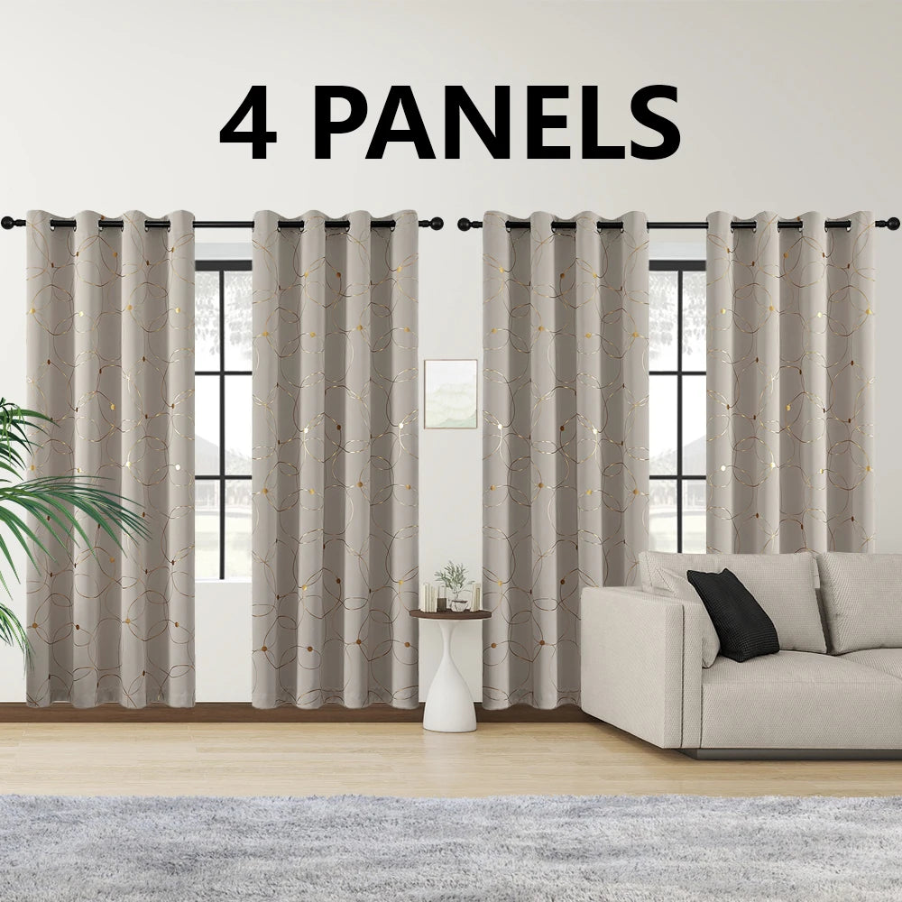 Blackout Curtain Set 4 Panels Thermal Insulated For Bedroom