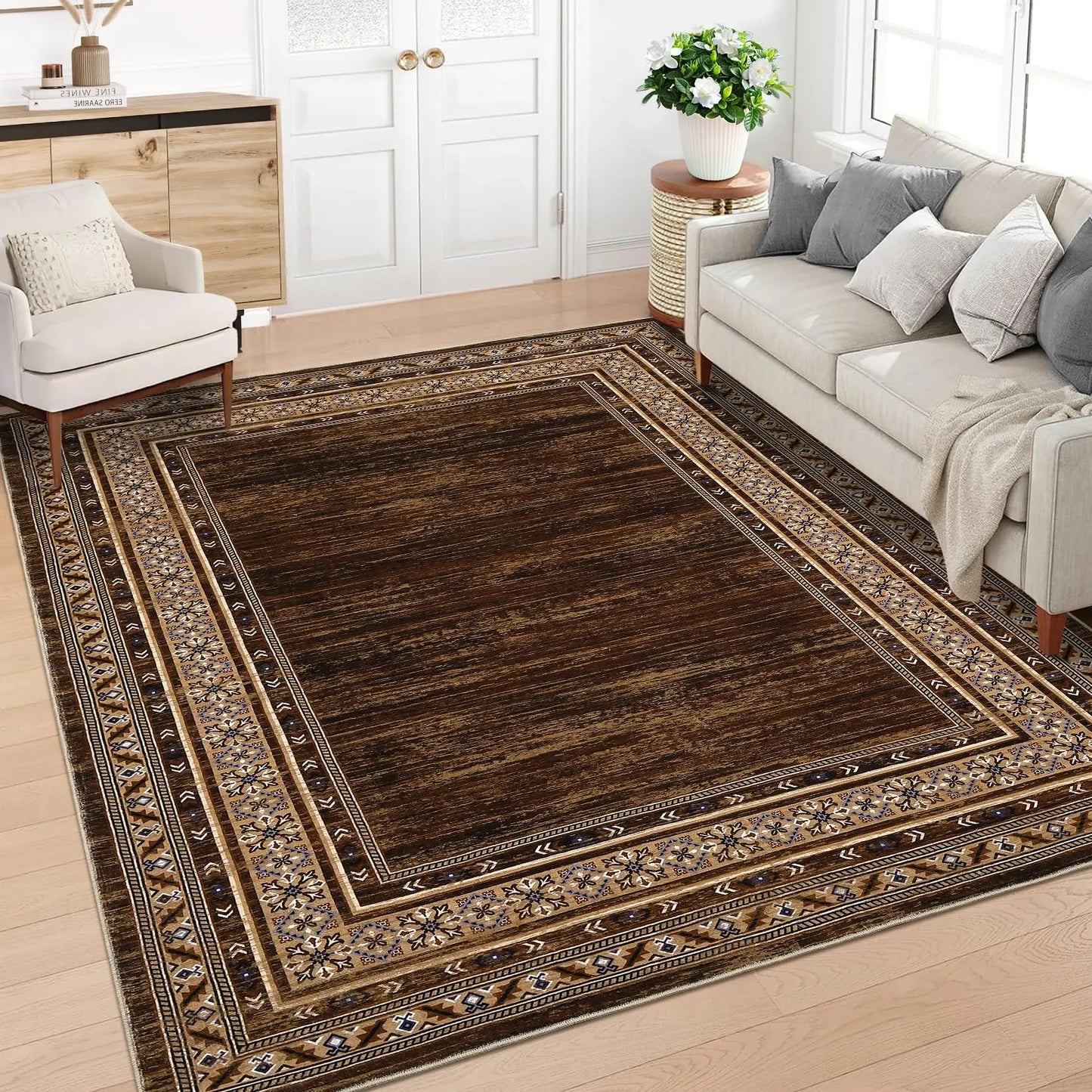 Modern Washable Area Rug With Soft Non Slip Texture