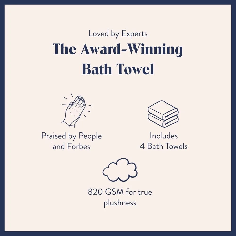 Turkish Cotton Bath Towel Set Super-Plush Four Towels Absorbent