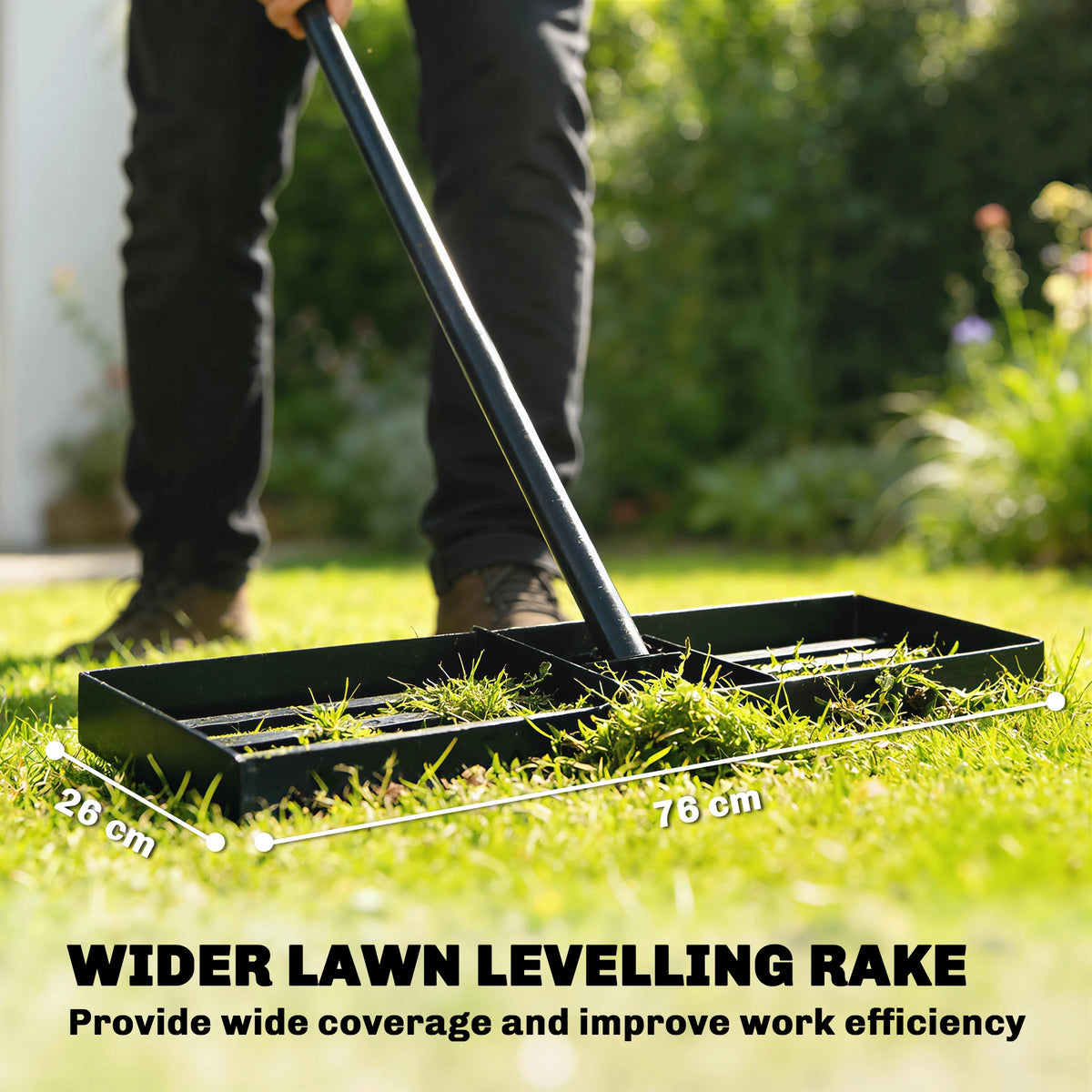 Outsunny Steel Lawn Leveling Garden Rake With Long Handle