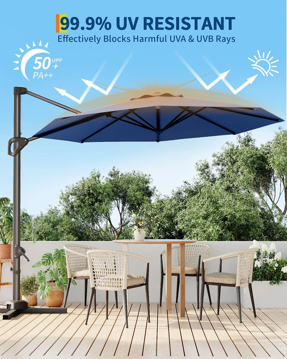 HobbyLane 10Ft Cantilever Patio Umbrella With Tilt And Rotation