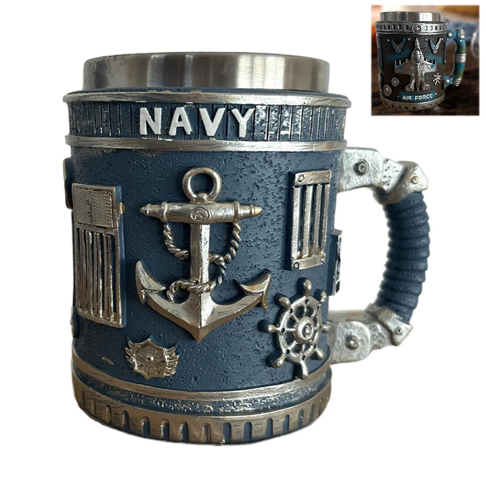 American Commemorative Mug Decorative 3D Relief For Veterans Marine Corps