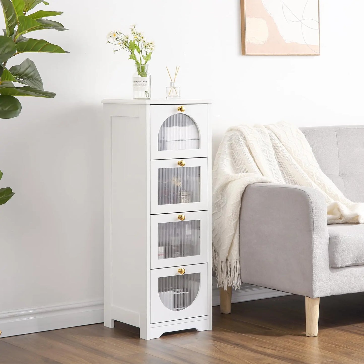 Studyset Freestanding Bathroom Floor Cabinet With 4 Drawers Storage