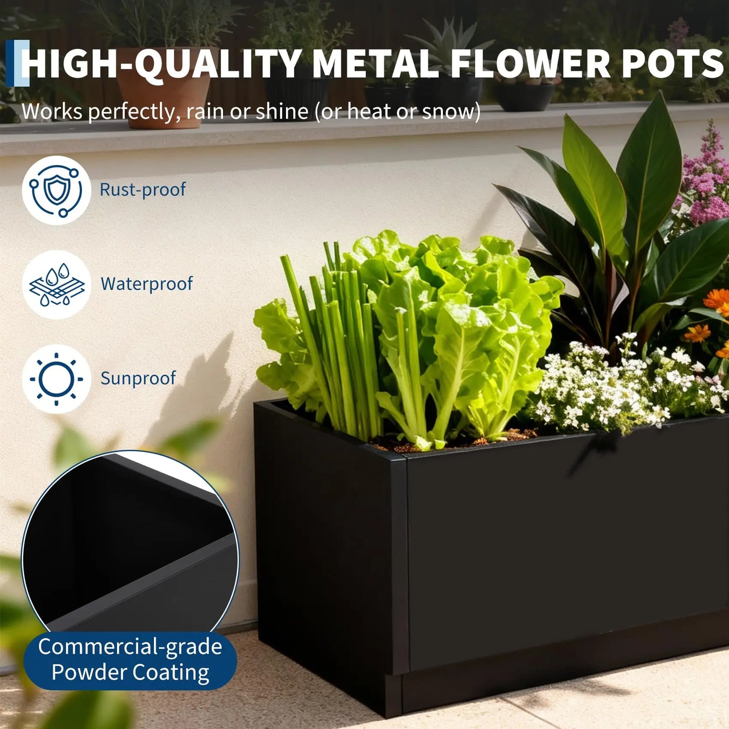 HiMISS Led Metal Planter Box With Light Strips
