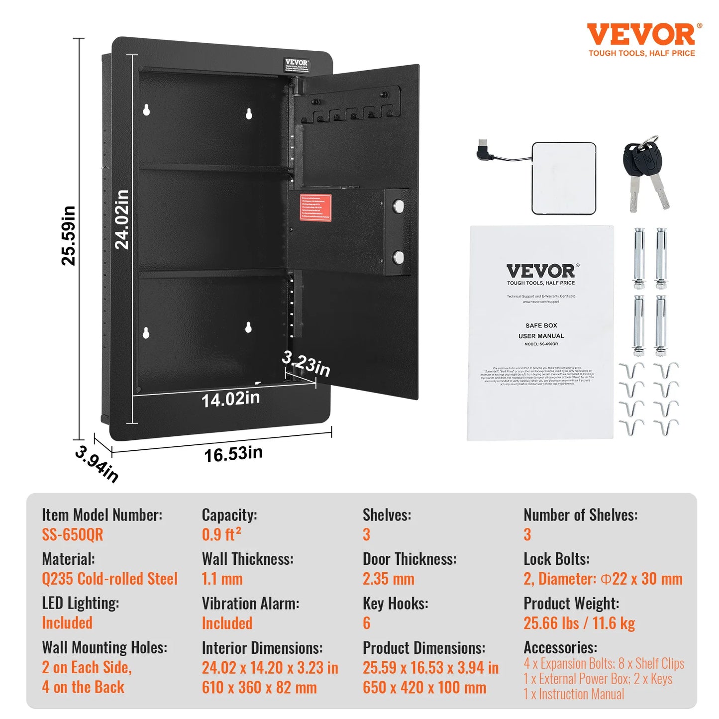 SucceBuy 3/4-Tier Hidden In-Wall Safe With Keypad For Money Jewelry Passport