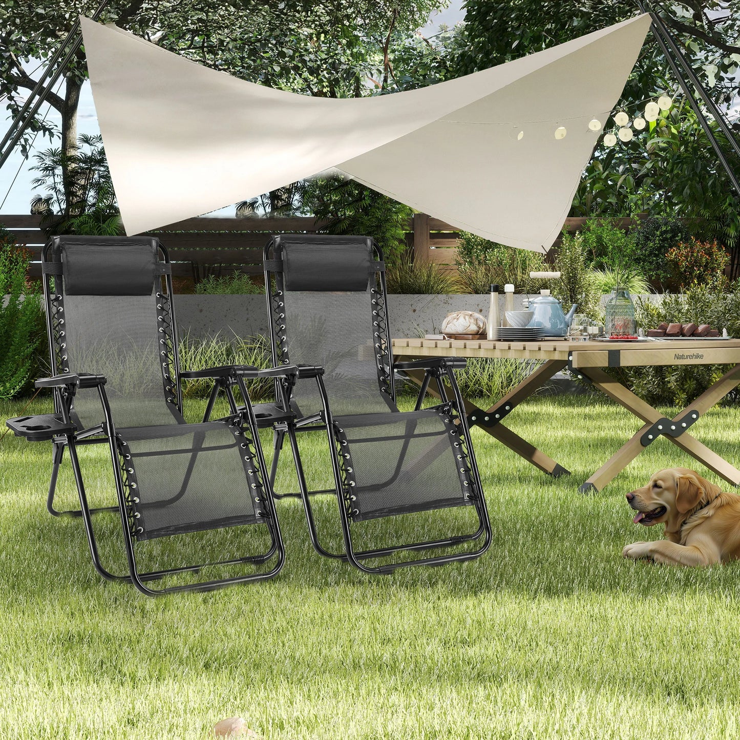 JHK Zero Gravity Recliner Chairs Set Of 2 Outdoor Loungers
