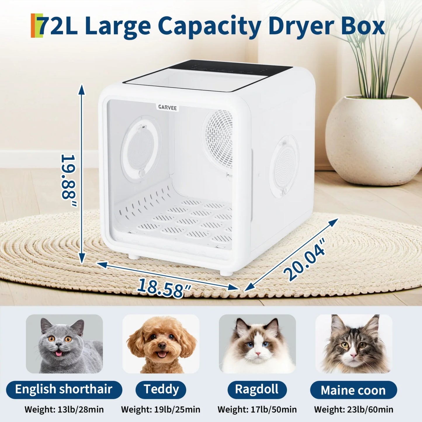 HiMISS 360 Degree Automatic Pet Dryer Box With Five Outlets