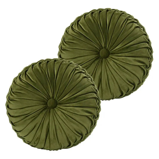 Decorative Round Pleated Pumpkin Throw Pillows Set Of 2