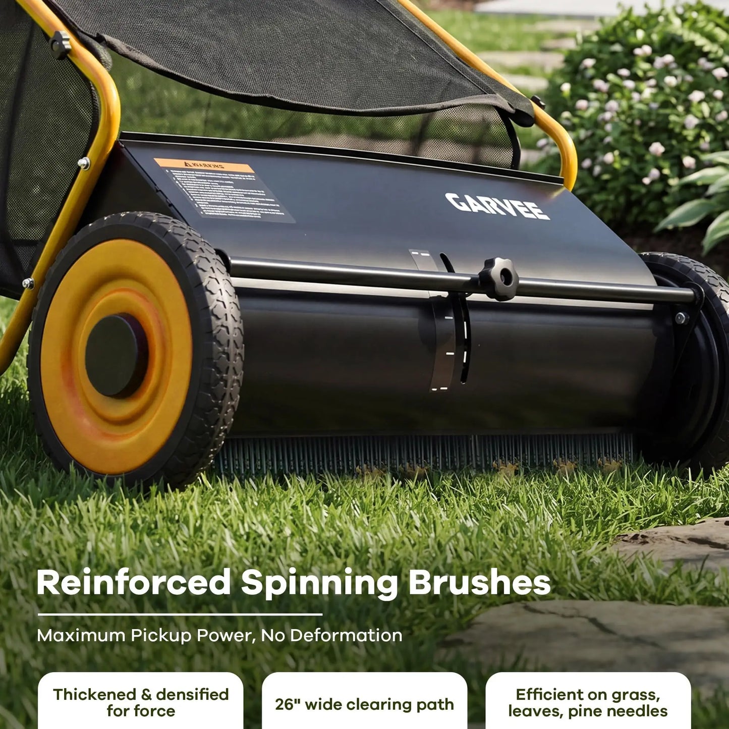 HiMISS Push Lawn Sweeper 26 Inch With Hopper Bag
