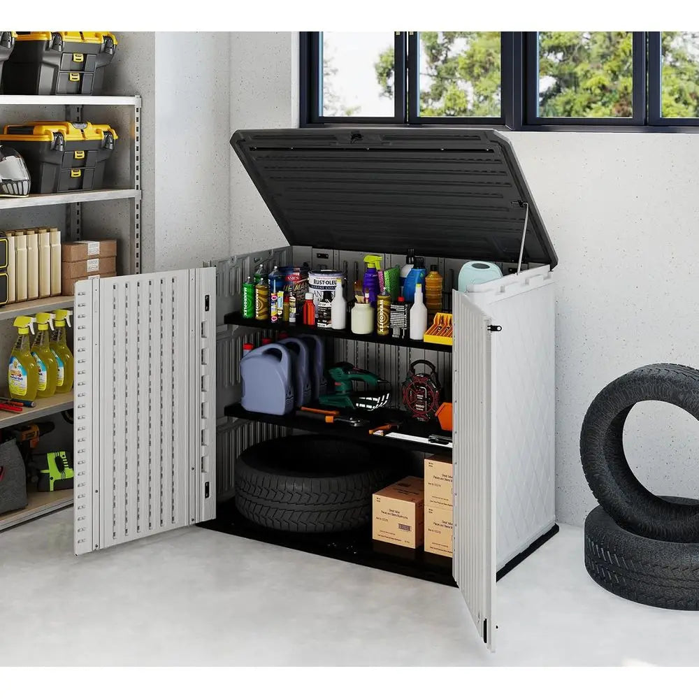 Weather Resistant Outdoor Storage Cabinet For Patio Garden Lawn Mower