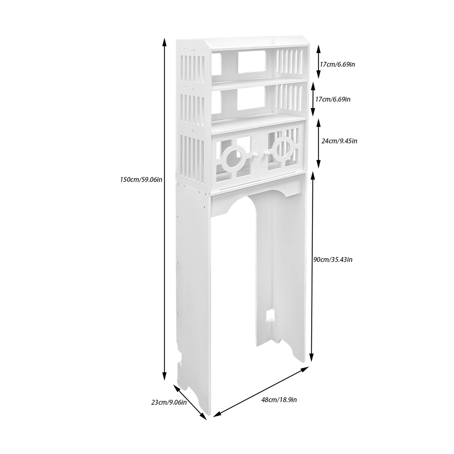 Four-Tier Over Toilet Bathroom Floor Cabinet Organizer