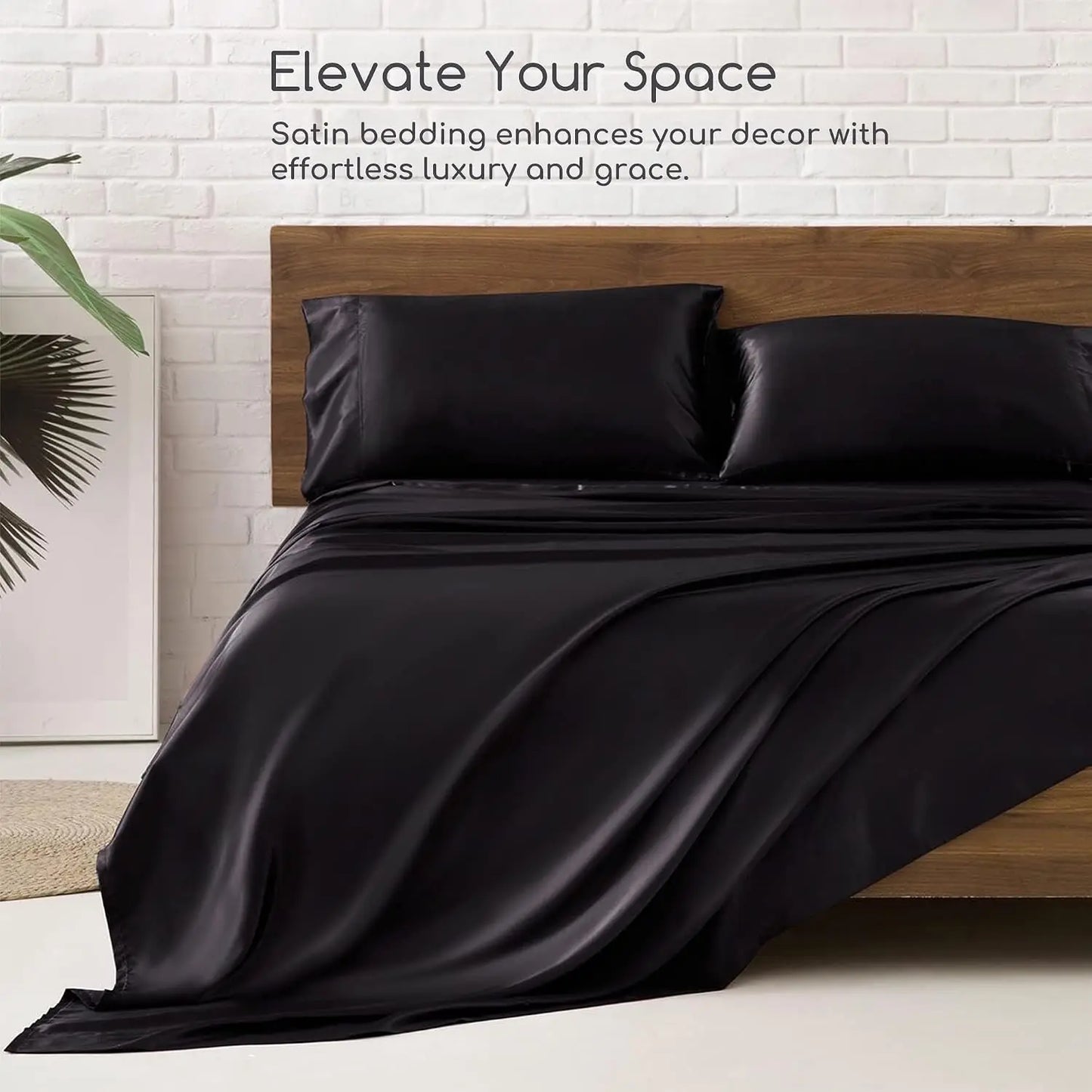 Satin Bed Sheets Set With Deep Pockets And Corner Straps