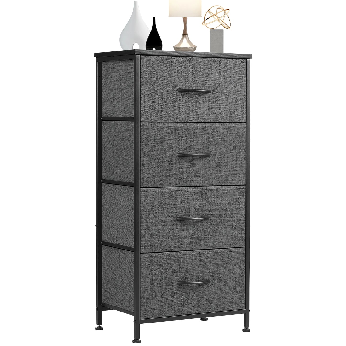 JHK Dresser With 4 Fabric Drawers And Metal Frame Wardrobe