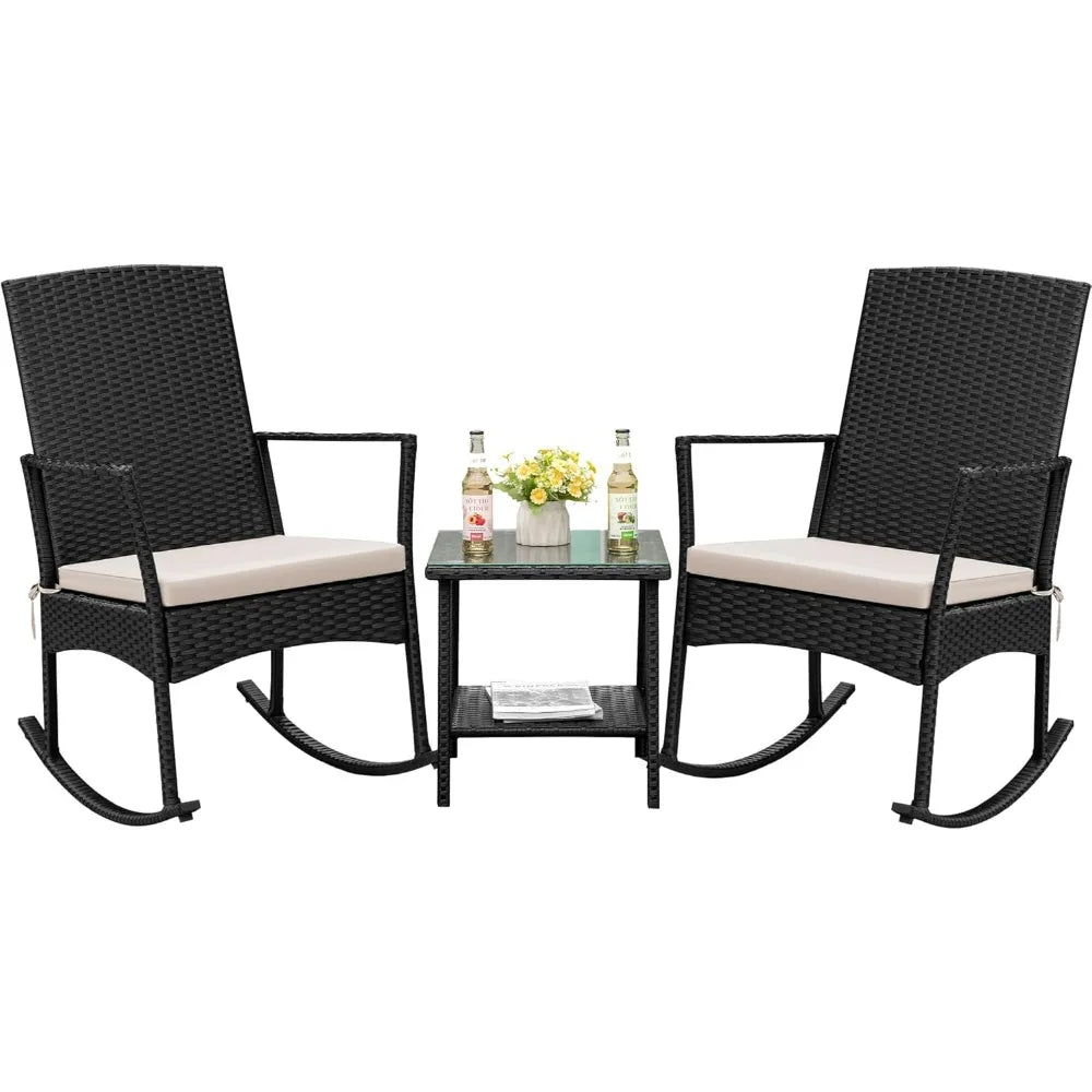 Flamaker Outdoor Furniture Rocking Chair Set For Patio Garden