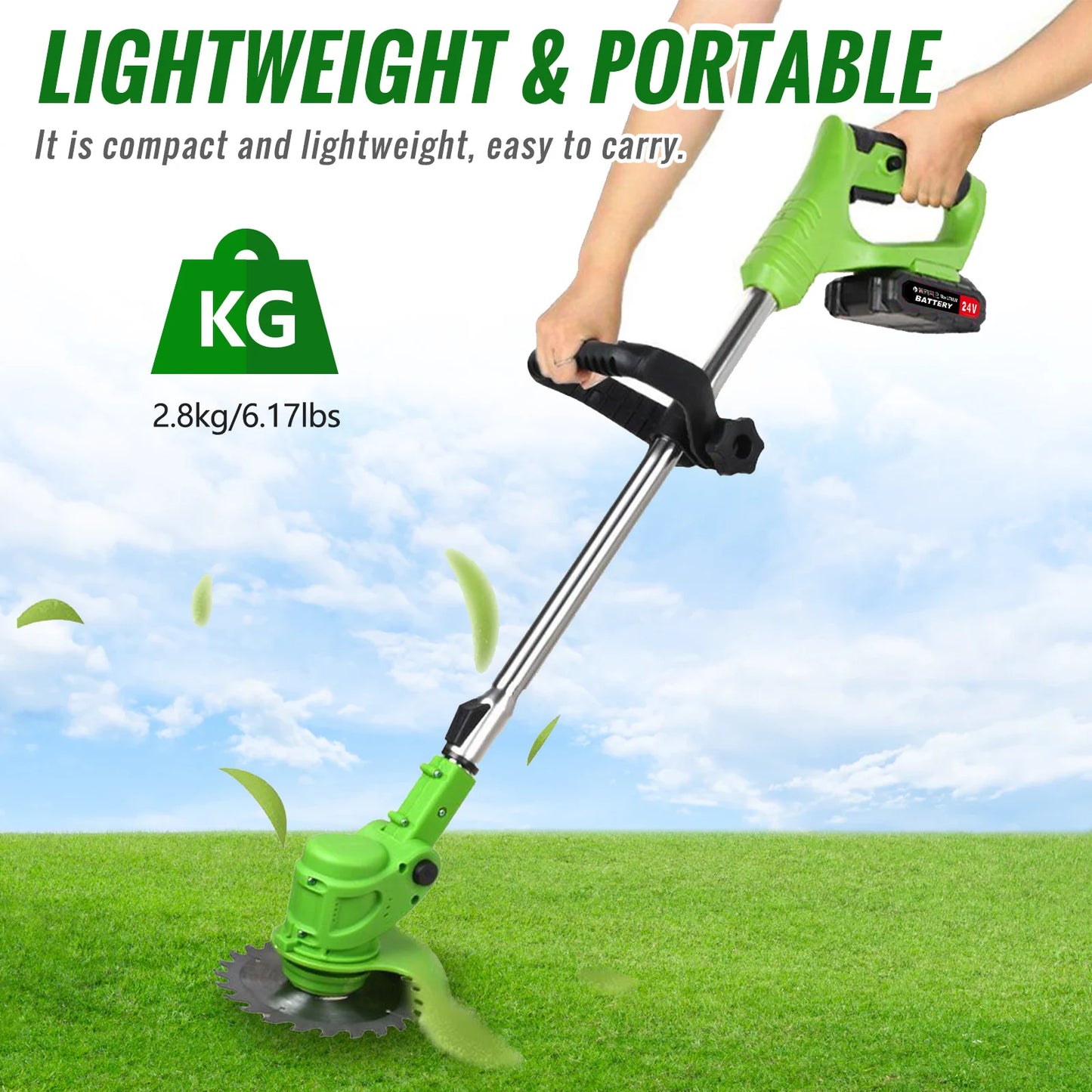Cordless 2-In-1 Weed Trimmer With Fast Charger Batteries Included