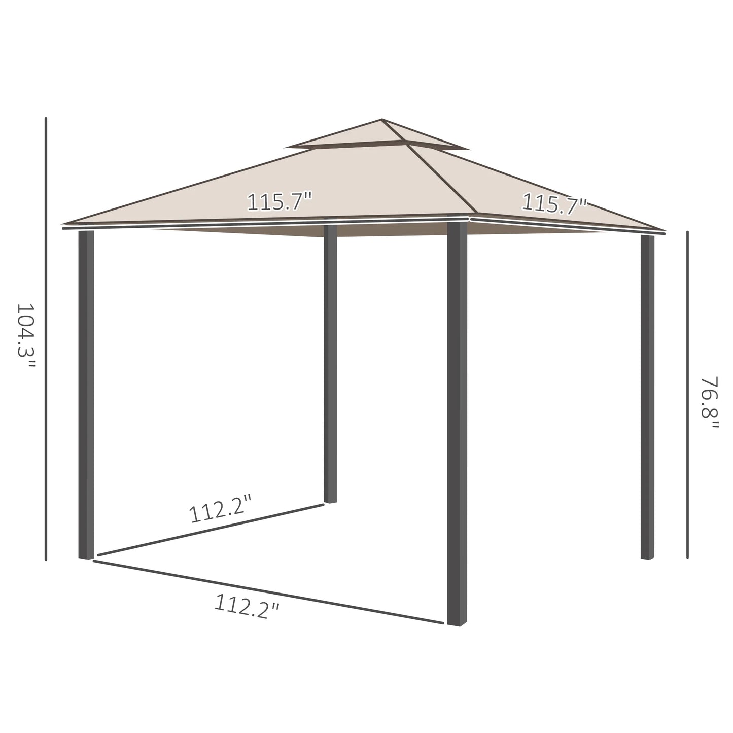 Outdoor Patio Gazebo Pavilion Canopy Tent With Two Tier Roof