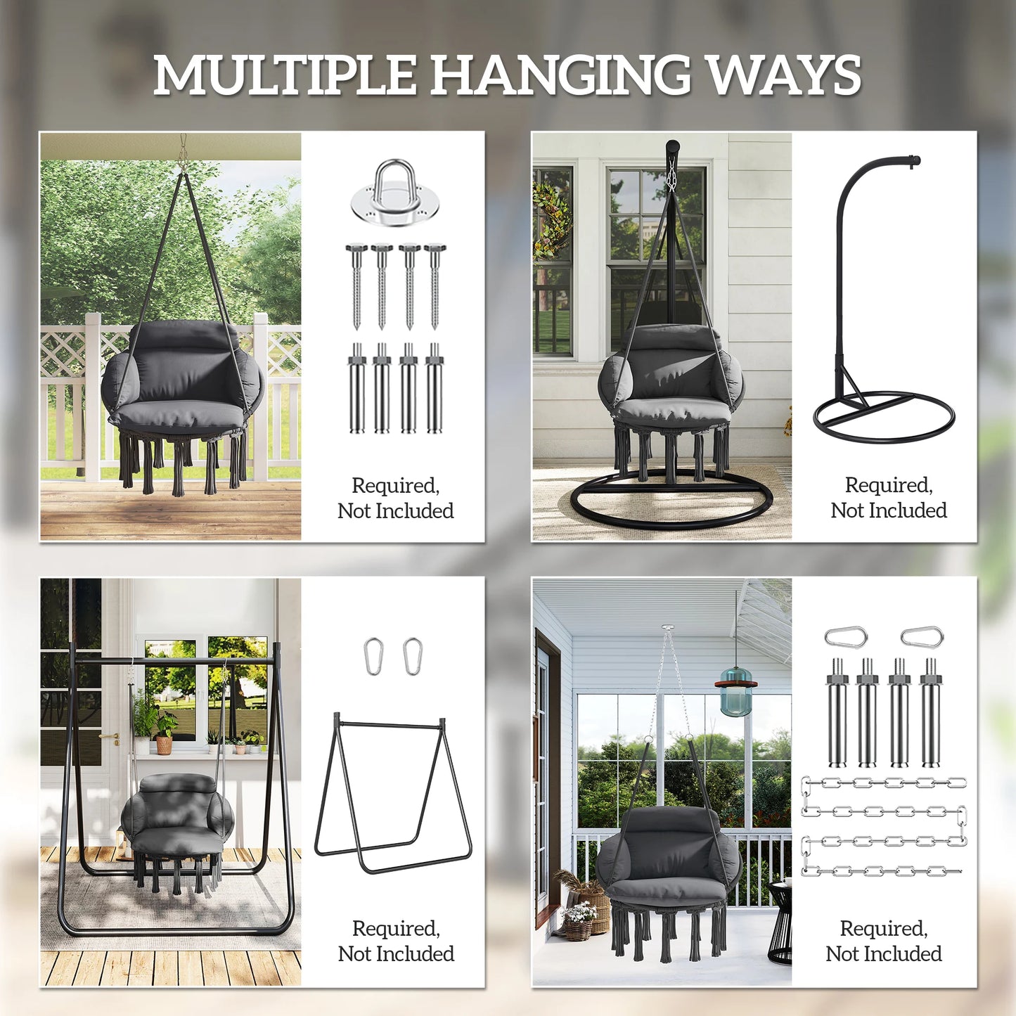 Outsunny Macrame Hanging Hammock Chair With Comfortable Patio Cushion