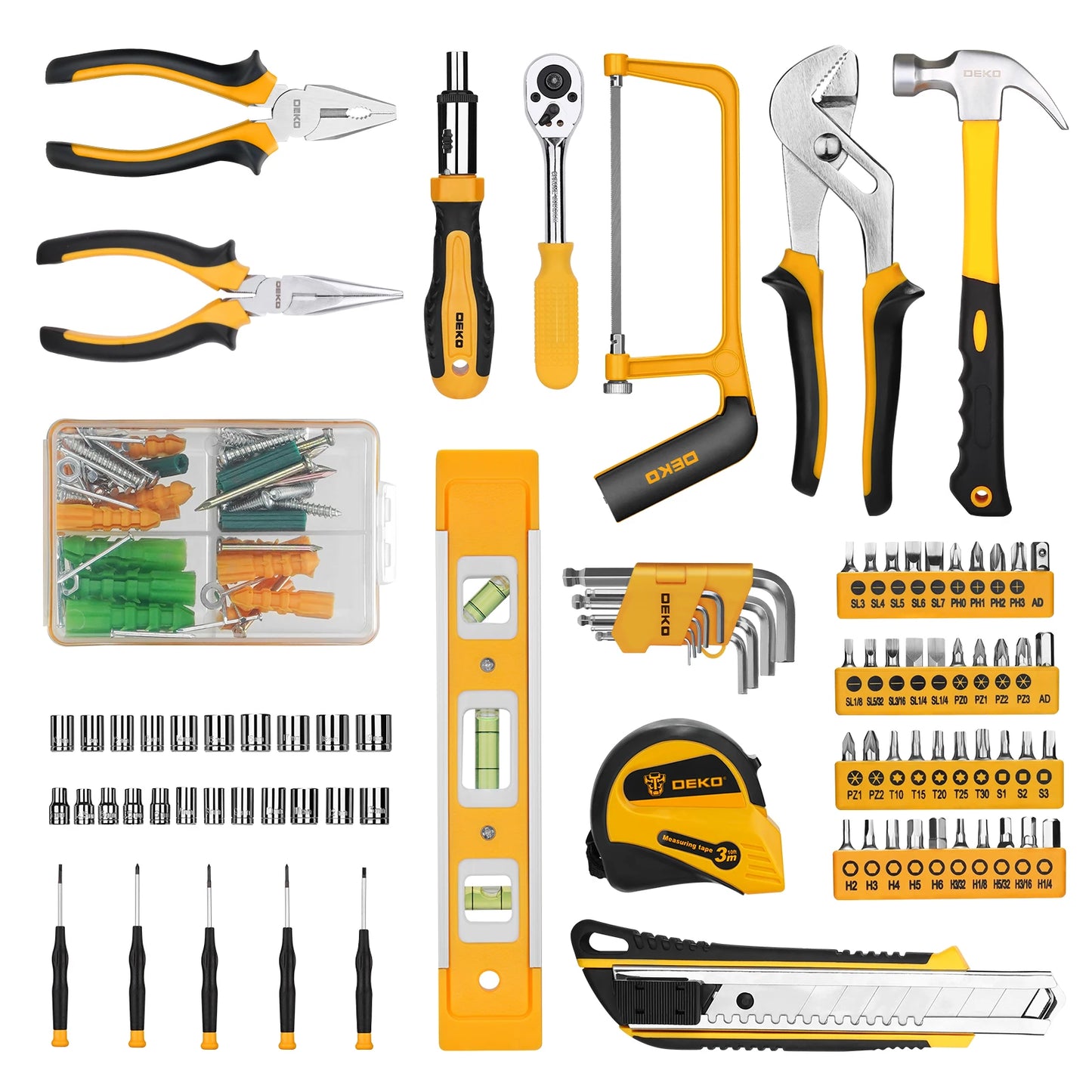 DEKOPRO 228Pcs Socket Wrench Auto Repair Tool Set With Toolbox